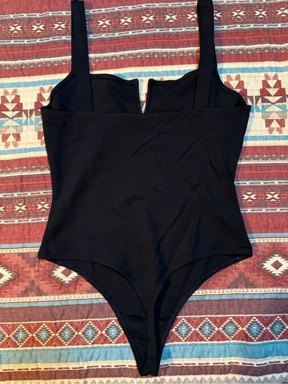 Babaton Black Bodysuit with V-Notch Detail size medium
